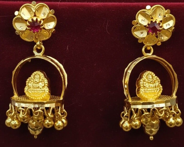Gold earrings collection at Jai Durga Jewellers in Madurai